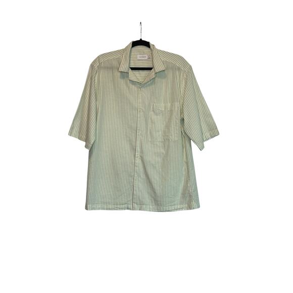 Topman cream green stripes short sleeves casual shirt size Small - Picture 8 of 10